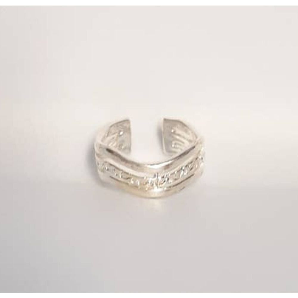New Toe / Finger Open Size Ring Sterling Silver Plated Silver Wave Beach Jewelry